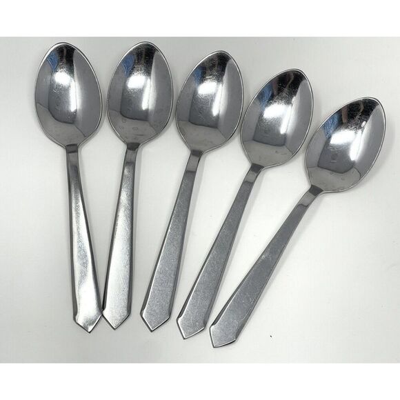 Maper-Inox Stainless Pointed Tip Handle Dinner Place Spoons 8” Set Of 5 MCM - Picture 1 of 7